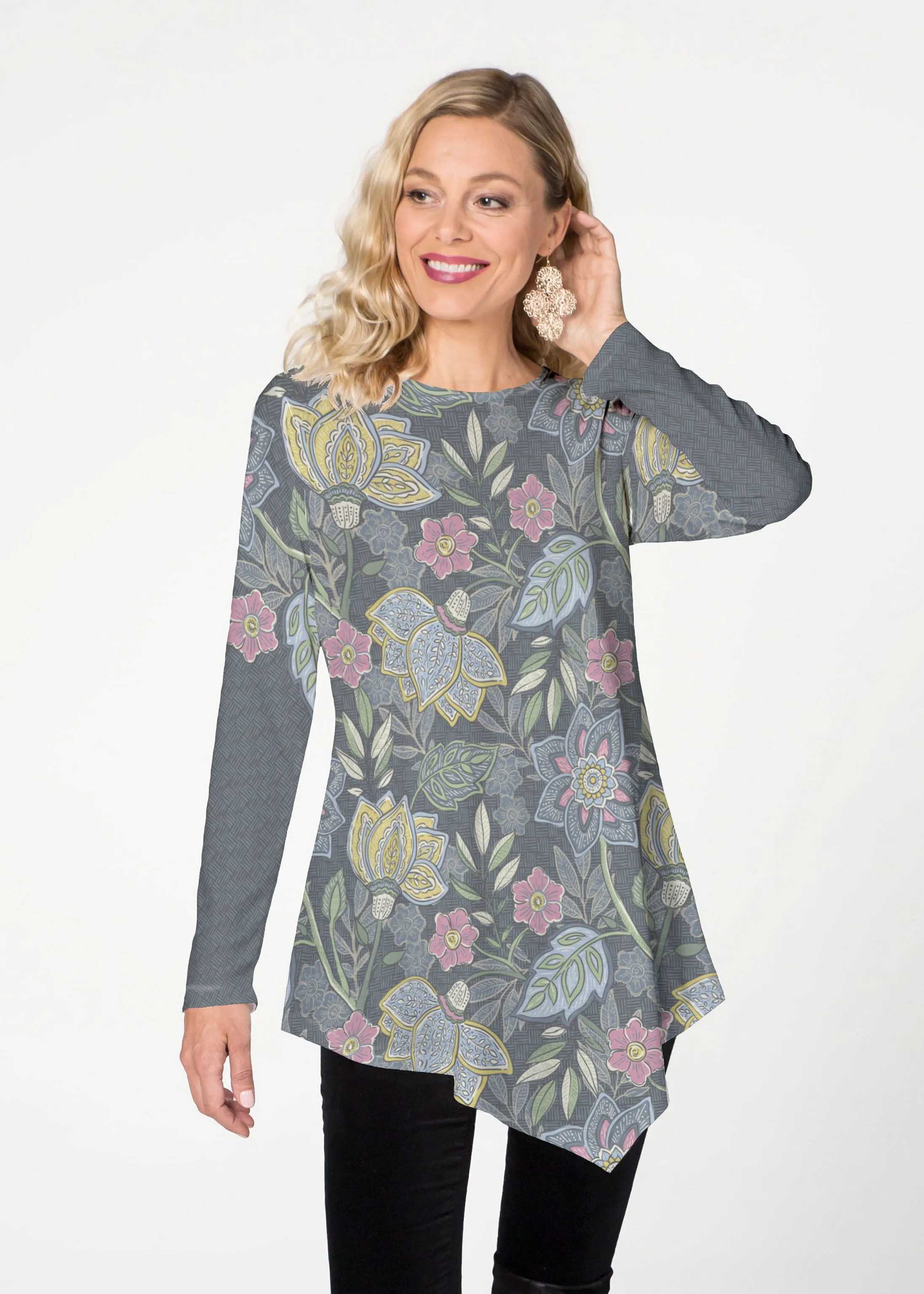 Isabella's Garden (13410) ~ Asymmetrical French Terry Tunic