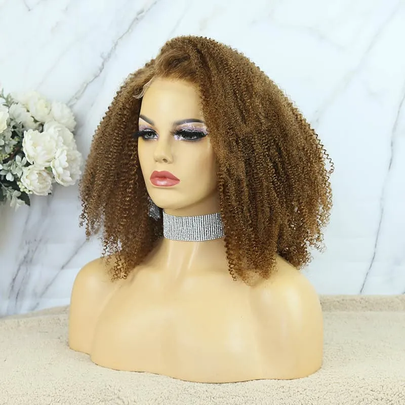Jae - Custom Color Afro Kinky Curly Bob 5X5 Lace Closure Wig