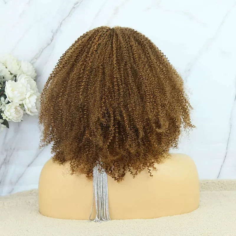 Jae - Custom Color Afro Kinky Curly Bob 5X5 Lace Closure Wig