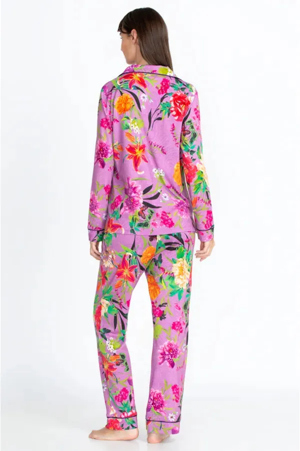 JOHNNY WAS LOUNG 2 PIECE LONG SLEEVE PANT PURPLE GOZA LONG PJ SET NEW XXL EXTRA EXTRA LARGE
