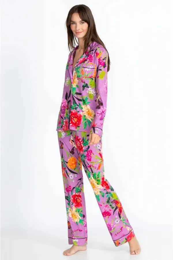 JOHNNY WAS LOUNG 2 PIECE LONG SLEEVE PANT PURPLE GOZA LONG PJ SET NEW XXL EXTRA EXTRA LARGE