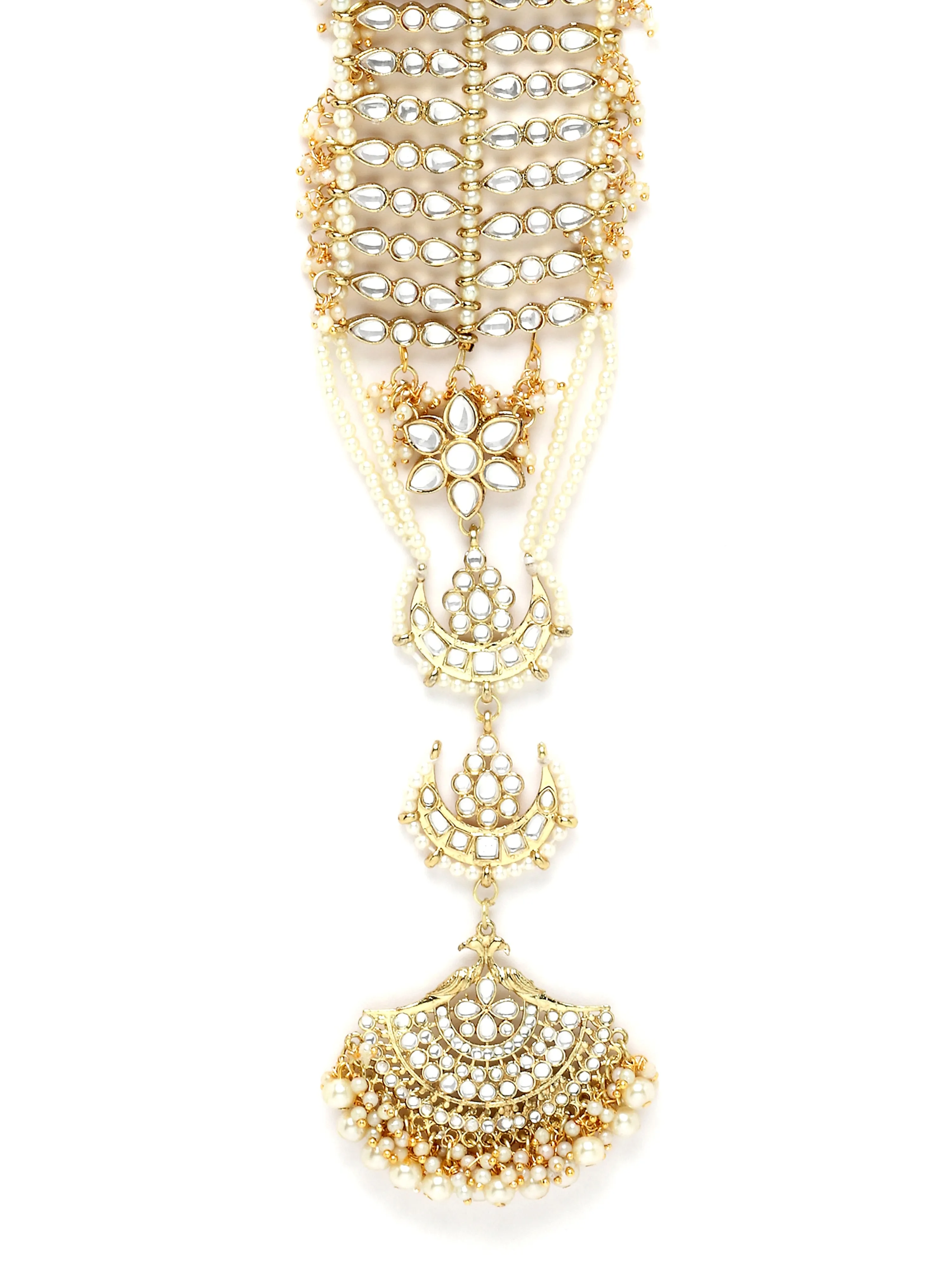Karatcart Gold Plated Handcrafted Kundan Bridal Wedding Hair Braid Choti
