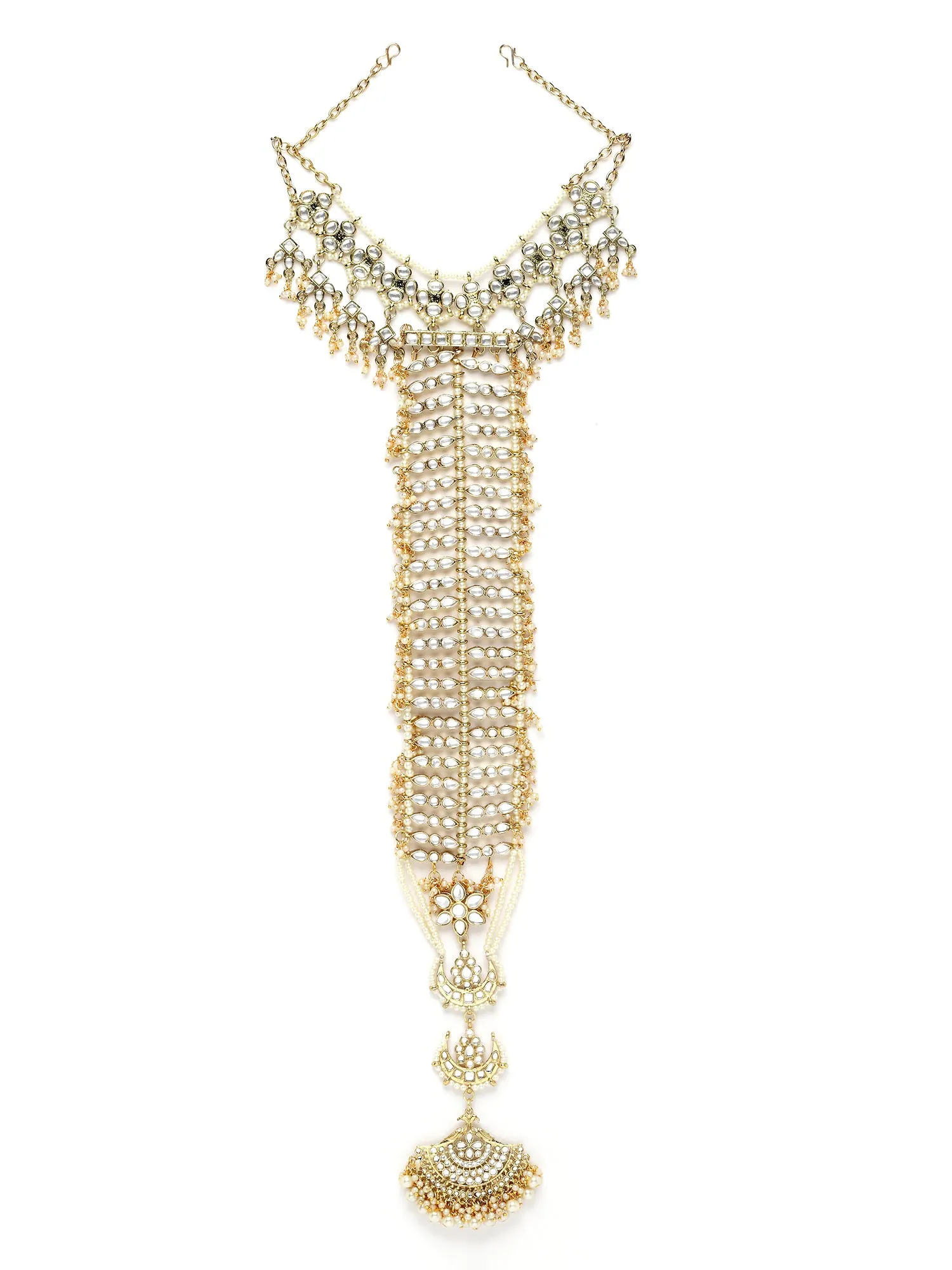 Karatcart Gold Plated Handcrafted Kundan Bridal Wedding Hair Braid Choti