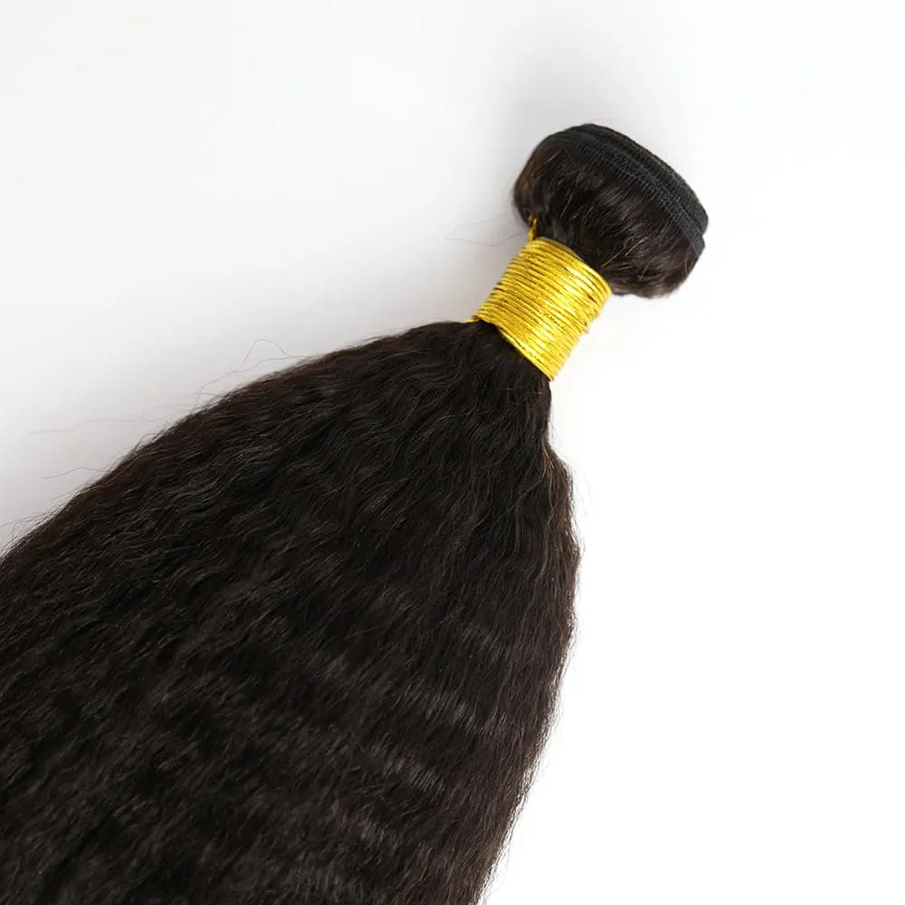 Kinky Straight Human Hair Bundles Natural Color