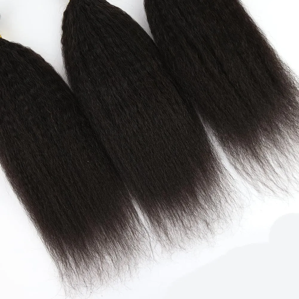 Kinky Straight Human Hair Bundles Natural Color