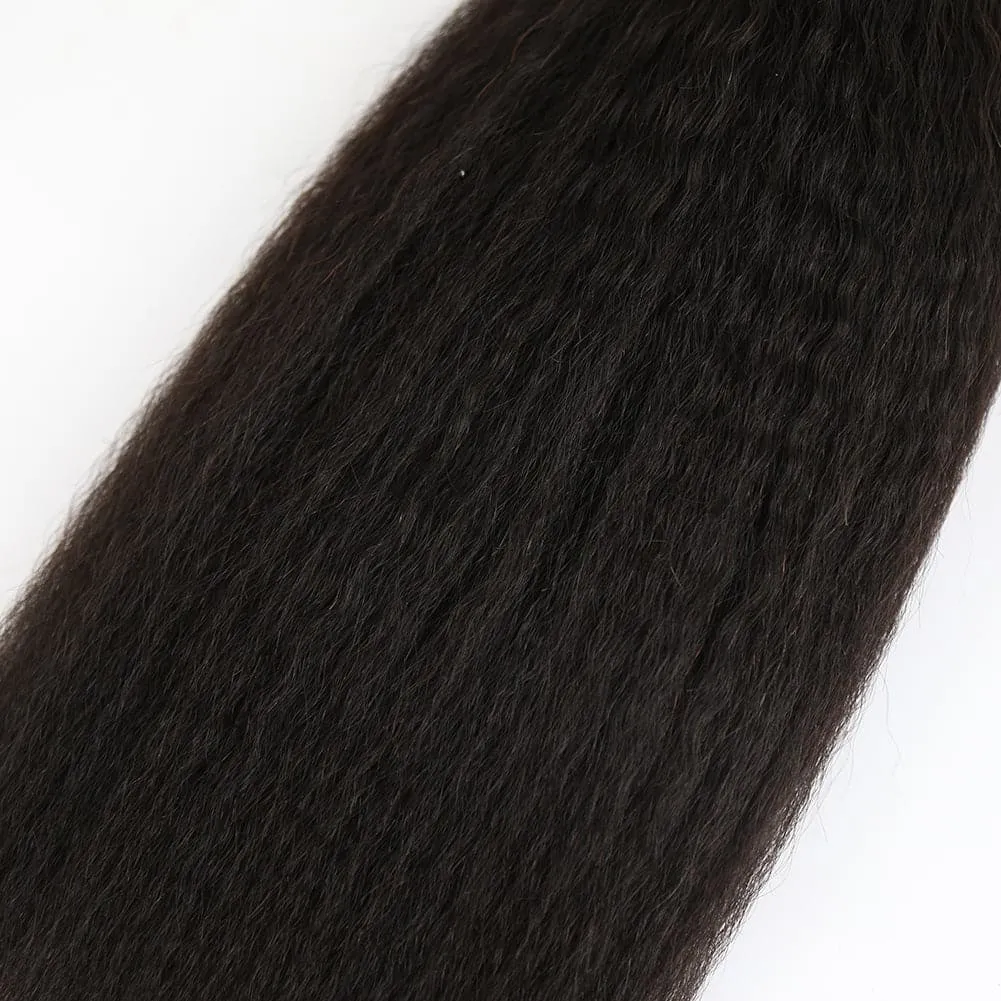 Kinky Straight Human Hair Bundles Natural Color