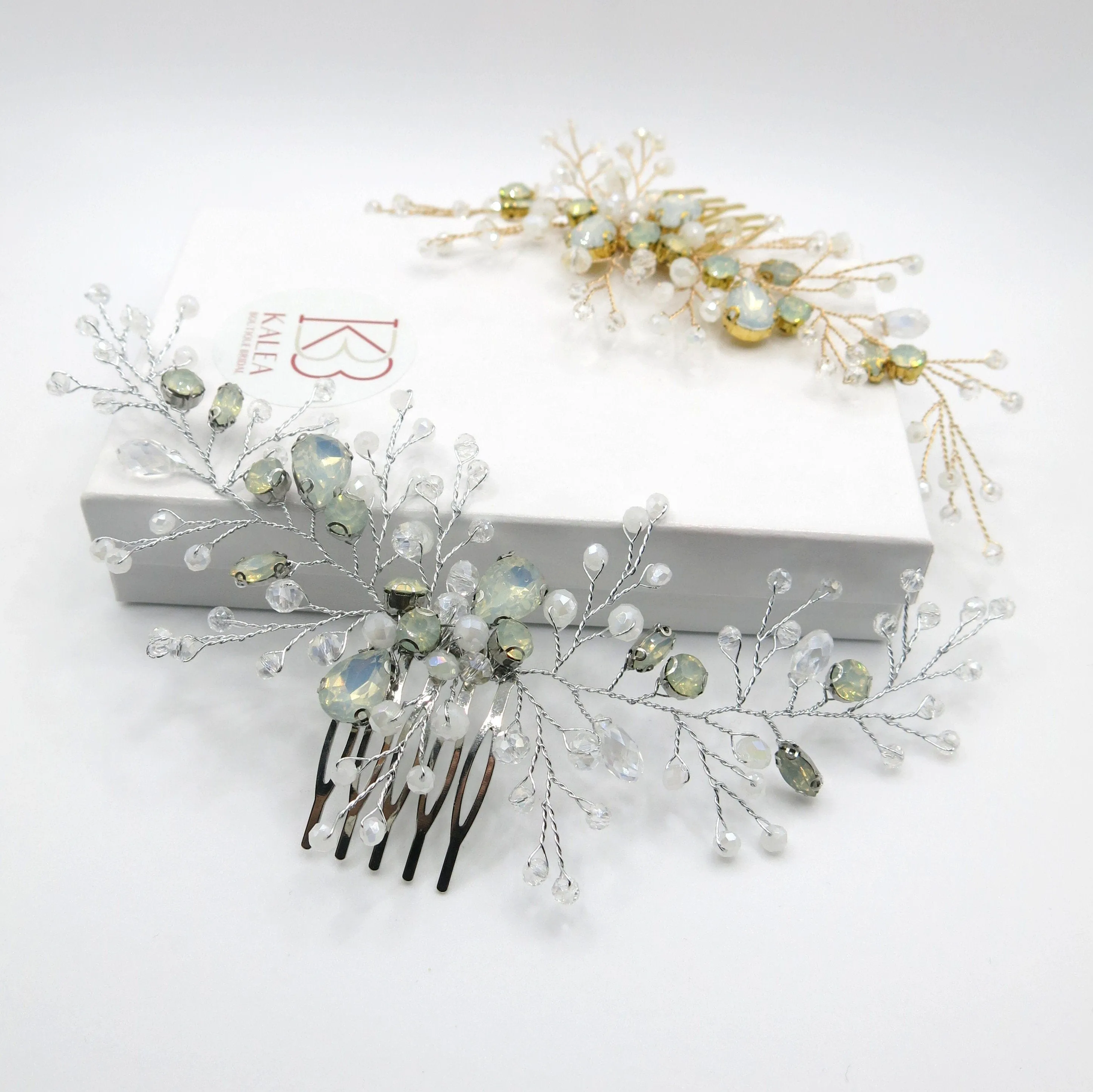 Large Milky Opal Crystal Hair Comb, Wedding Decorative Hair Comb Headpiece, Bridal Floating Opal Hairpiece