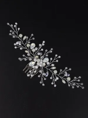 Large Milky Opal Crystal Hair Comb, Wedding Decorative Hair Comb Headpiece, Bridal Floating Opal Hairpiece