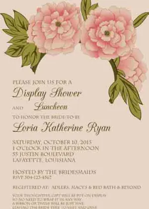 LARGE VARIEGATED PINK ROSES CUSTOM INVITATION