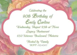 LARGE WATERCOLOR ROSES CUSTOM INVITATION
