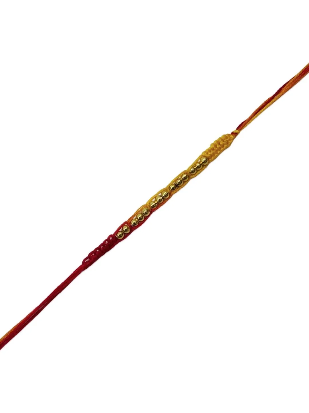 Latest Simple Golden Beaded Rakhi Criss Cross Mauli Thread Rakhi For Raksha Bandhan