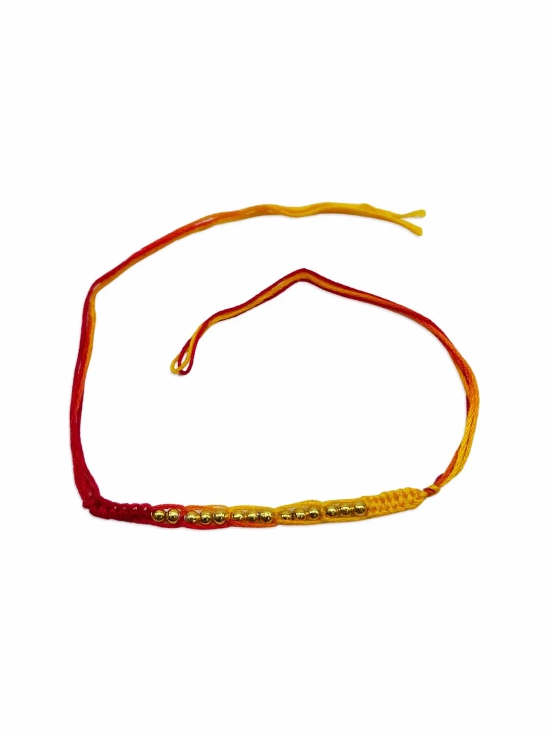 Latest Simple Golden Beaded Rakhi Criss Cross Mauli Thread Rakhi For Raksha Bandhan