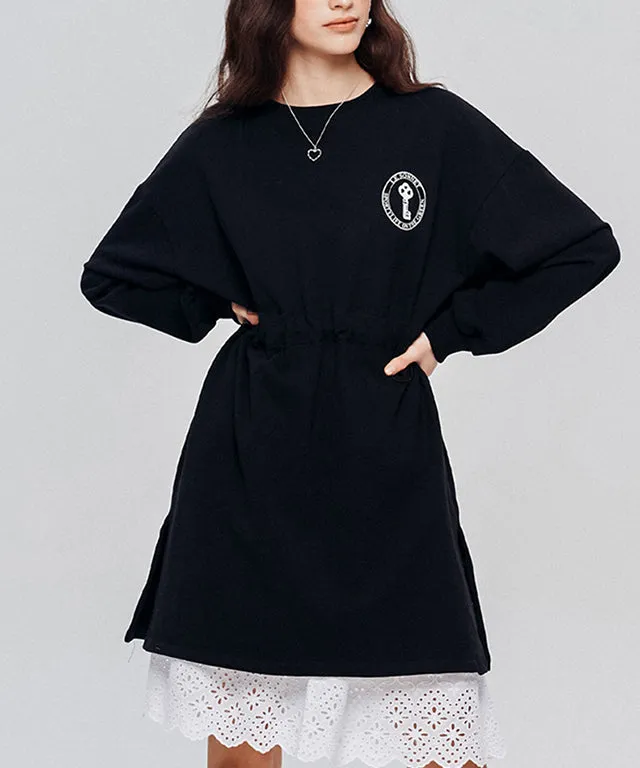 LE SONNET  Easy Fit Sweat Dress - Black