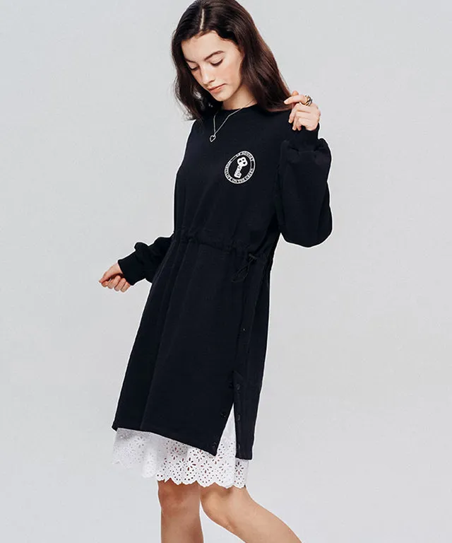 LE SONNET  Easy Fit Sweat Dress - Black