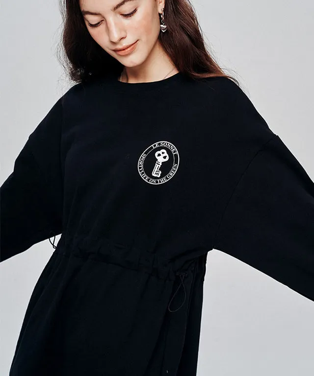 LE SONNET  Easy Fit Sweat Dress - Black
