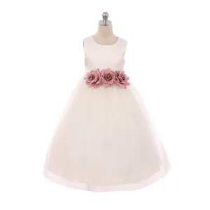 Leilani - Bridal Ivory or White - Dusty Rose Flowers