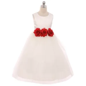 Leilani - Bridal Ivory or White - Red Flowers