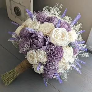 Lilac and Ivory Bouquet with Lavender and Baby's Breath