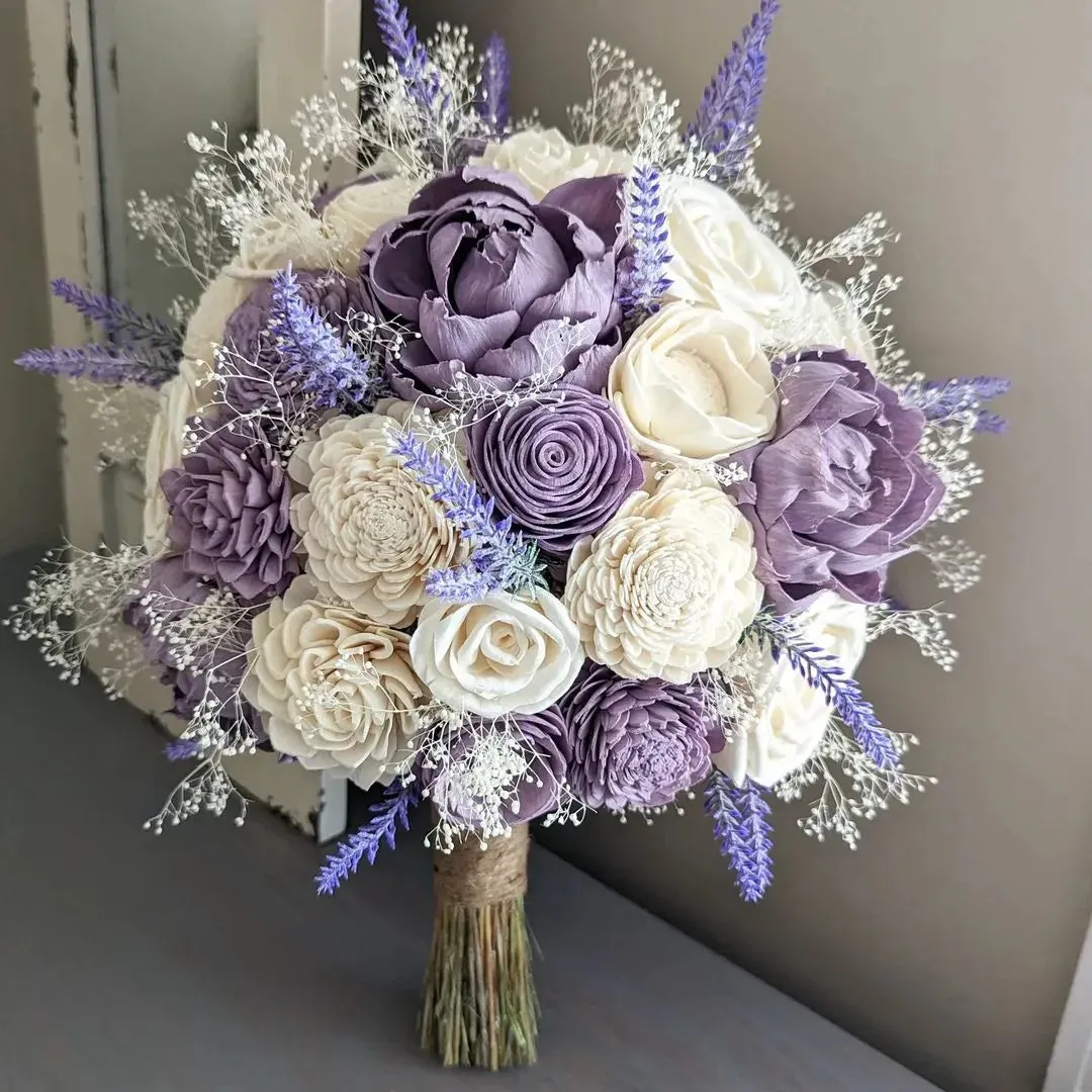 Lilac and Ivory Bouquet with Lavender and Baby's Breath