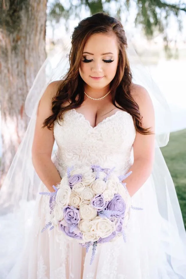 Lilac and Ivory Bouquet with Lavender and Baby's Breath