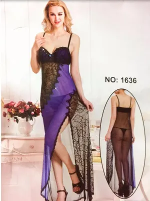 Long Net Nighty Sleeveless For Women - 1636