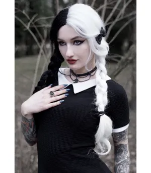 Long Straight Split Dyed Hair-Half Black Half White 13x4 Lace Front Wigs