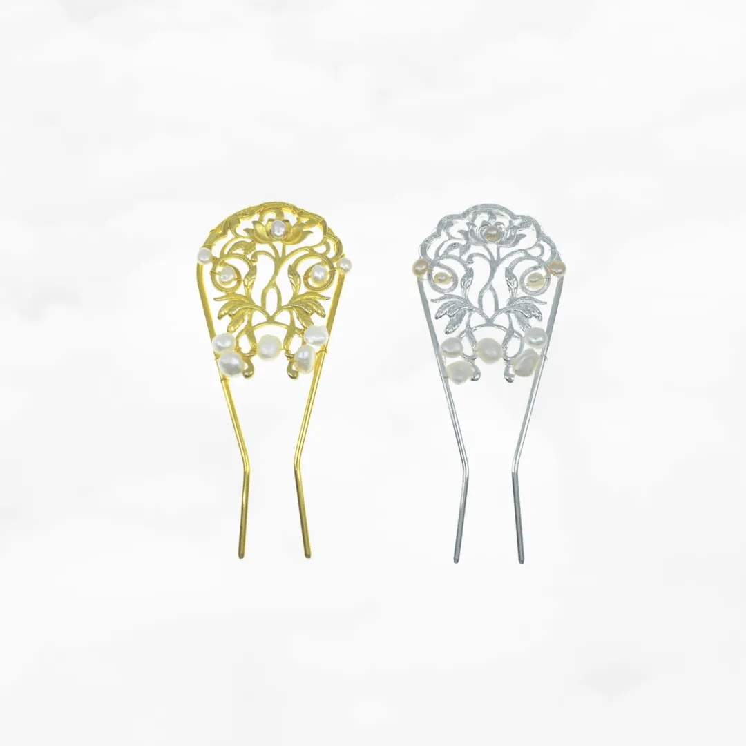 Lotus Hair Pin with Baroque Pearl