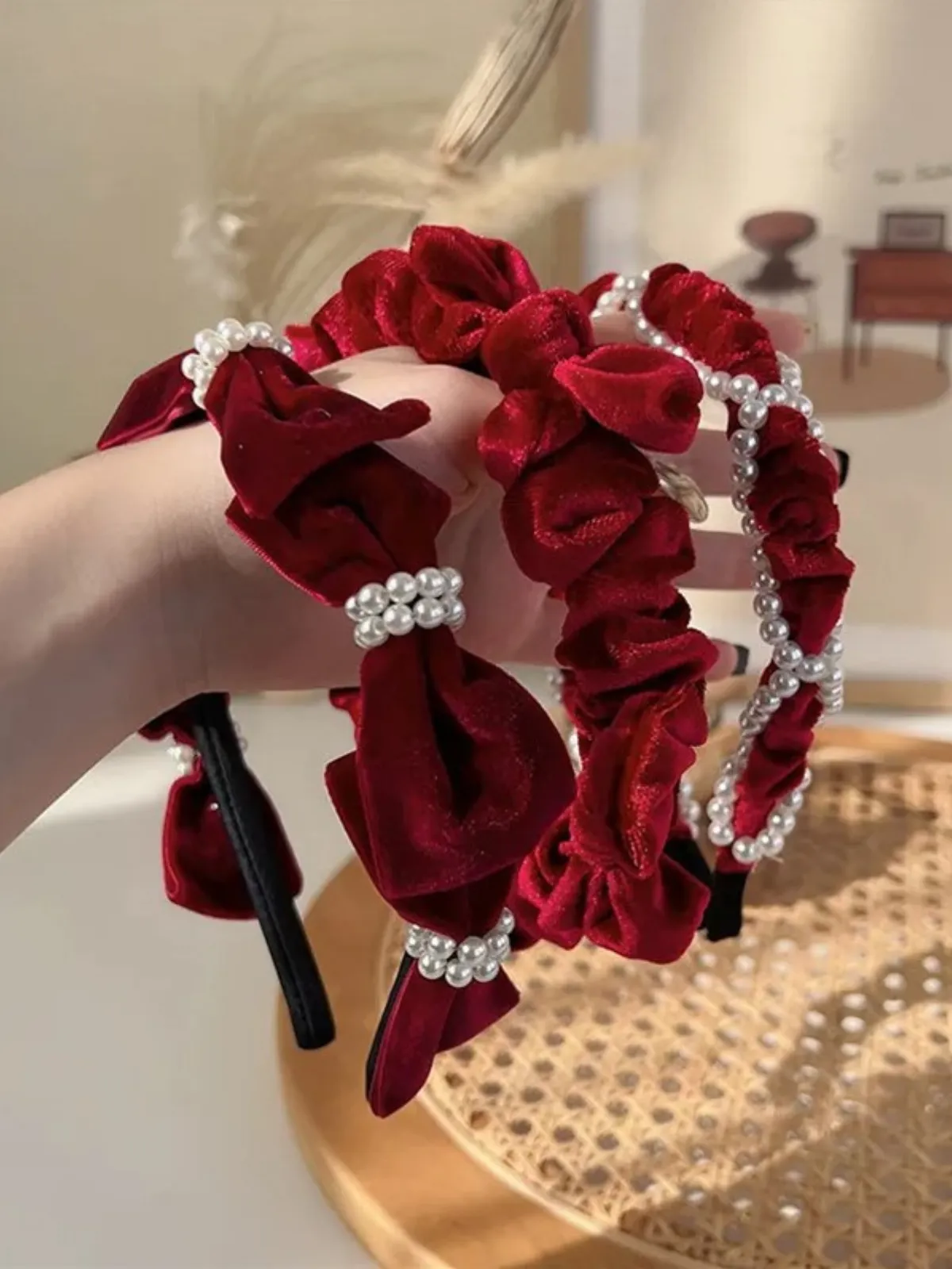 Lush Elegance Red Velvet Headband