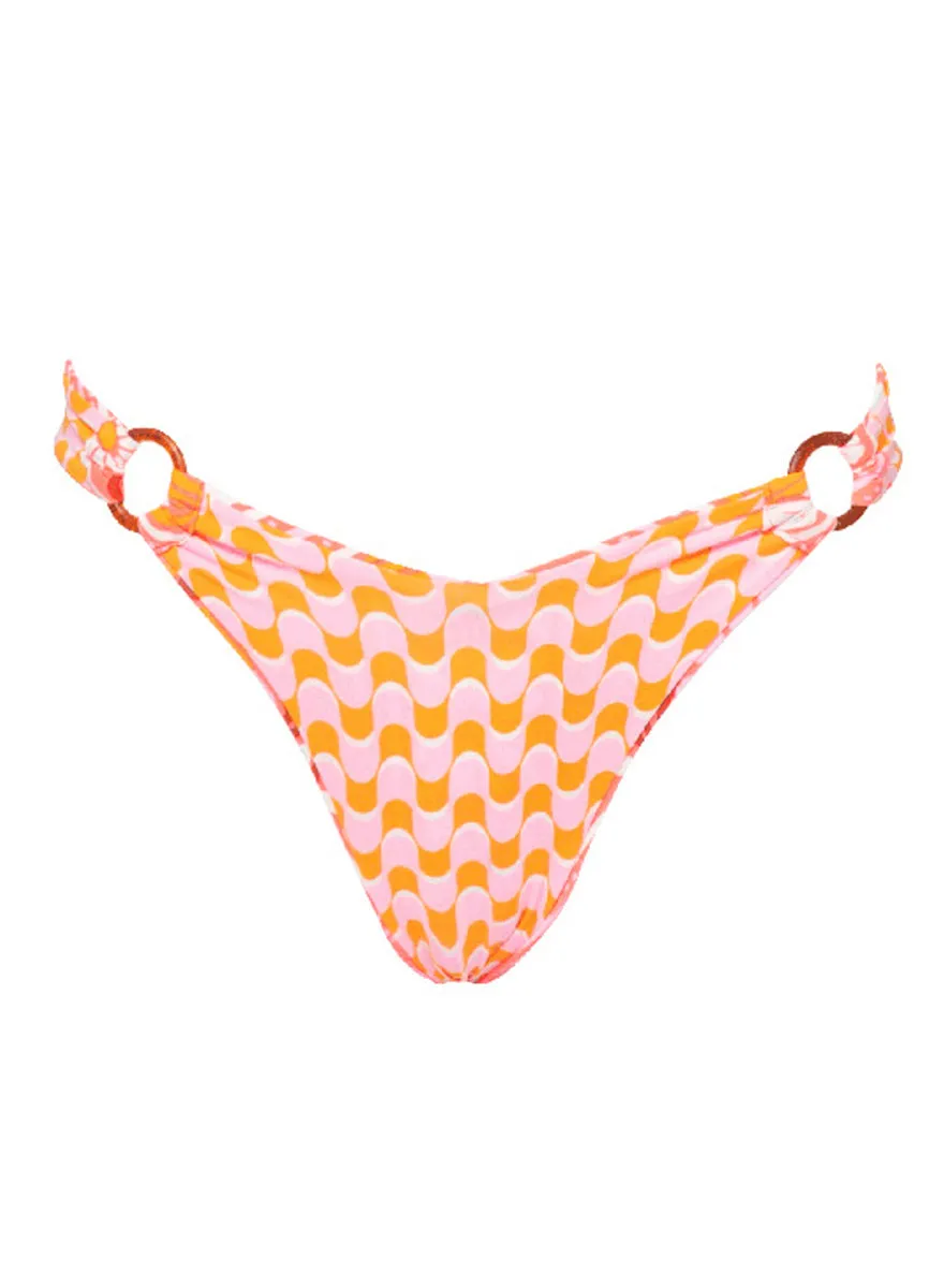 Maaji Peach Flowers Valering Regular Rise Double V Bikini Bottom