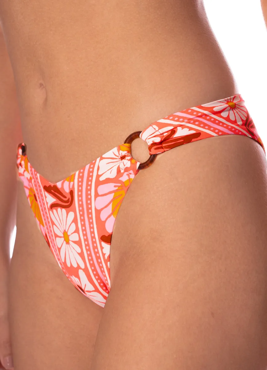 Maaji Peach Flowers Valering Regular Rise Double V Bikini Bottom