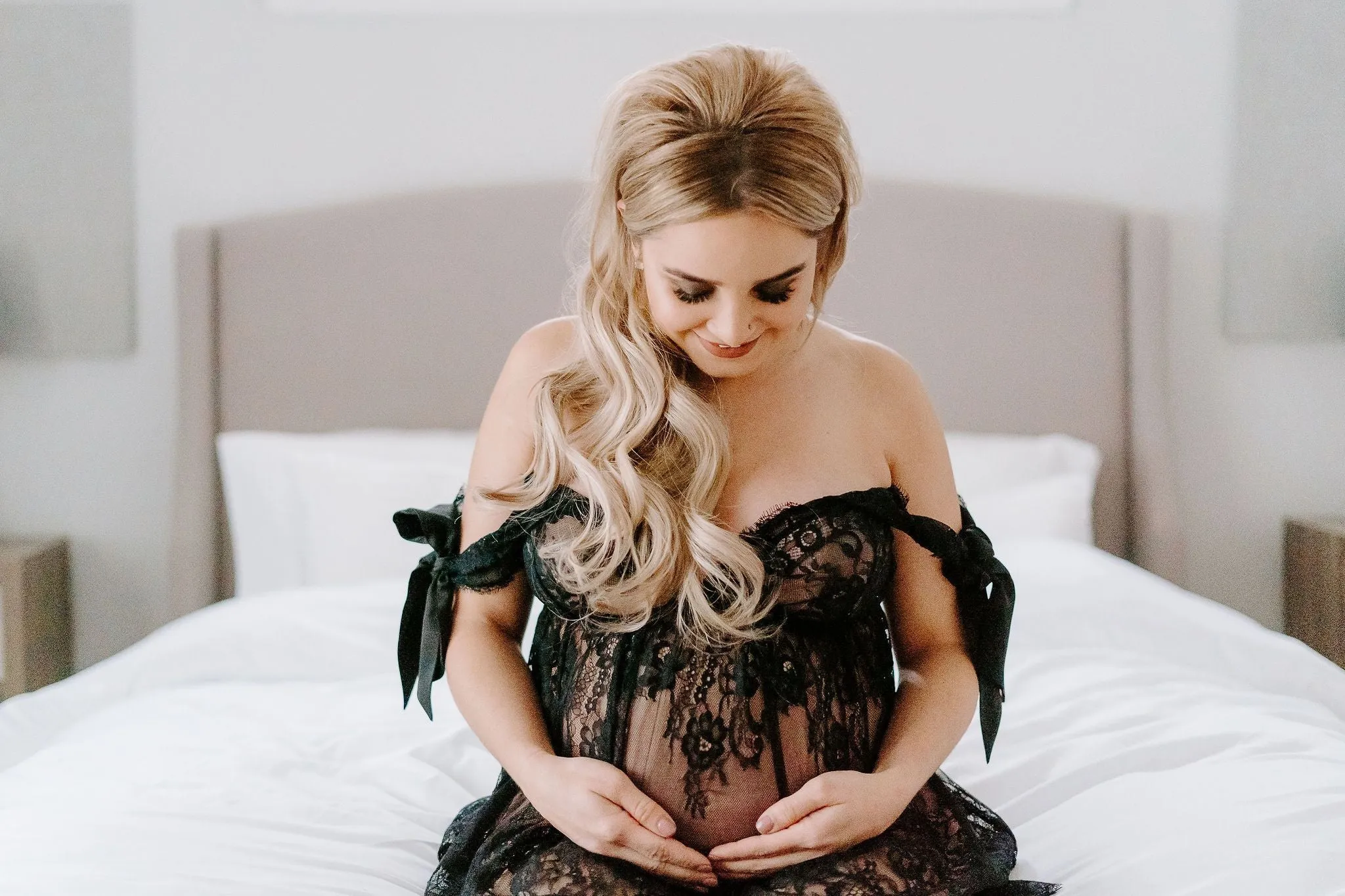 Maternity Unlined Lace Plunge Babydoll & Panty