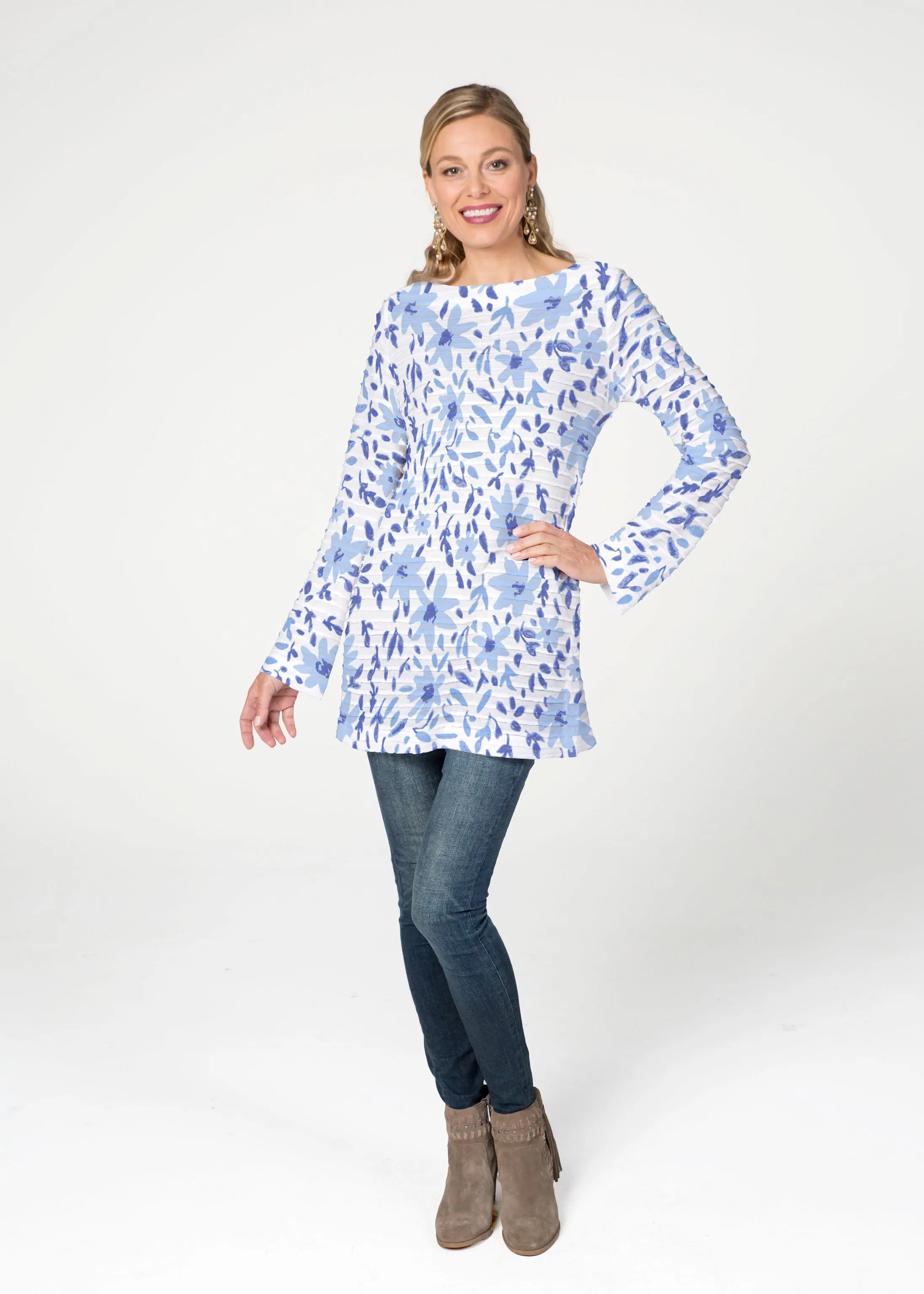 May Flowers (8027) ~ Banded Boatneck Tunic