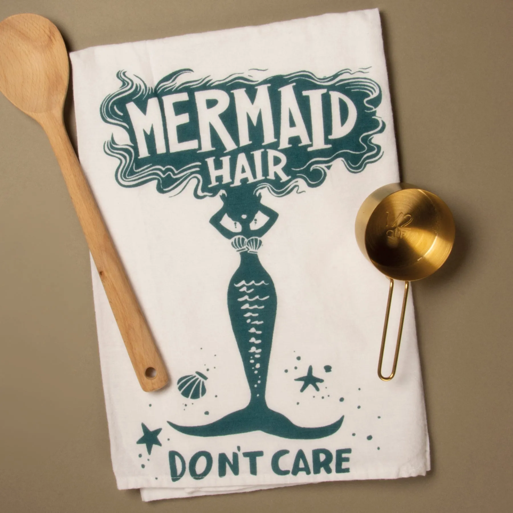 Mermaid Hair Don't Care Dish Towel