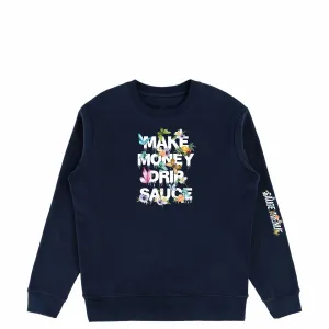 MMDS Flowers & Butterflies White | Navy Crewneck
