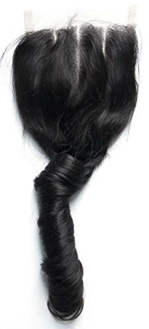 Ms Fenda Hair Natural Color Spring Curl Loose Curl Knots Bleached 100% Raw Remy Virgin Peruvian Human Hair Three Part 4x4 Lace Closure(8inch-22inch)