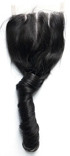 Ms Fenda Hair Natural Color Spring Curl Loose Curl Knots Bleached 100% Raw Remy Virgin Peruvian Human Hair Three Part 4x4 Lace Closure(8inch-22inch)