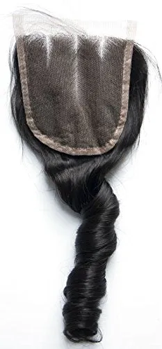 Ms Fenda Hair Natural Color Spring Curl Loose Curl Knots Bleached 100% Raw Remy Virgin Peruvian Human Hair Three Part 4x4 Lace Closure(8inch-22inch)