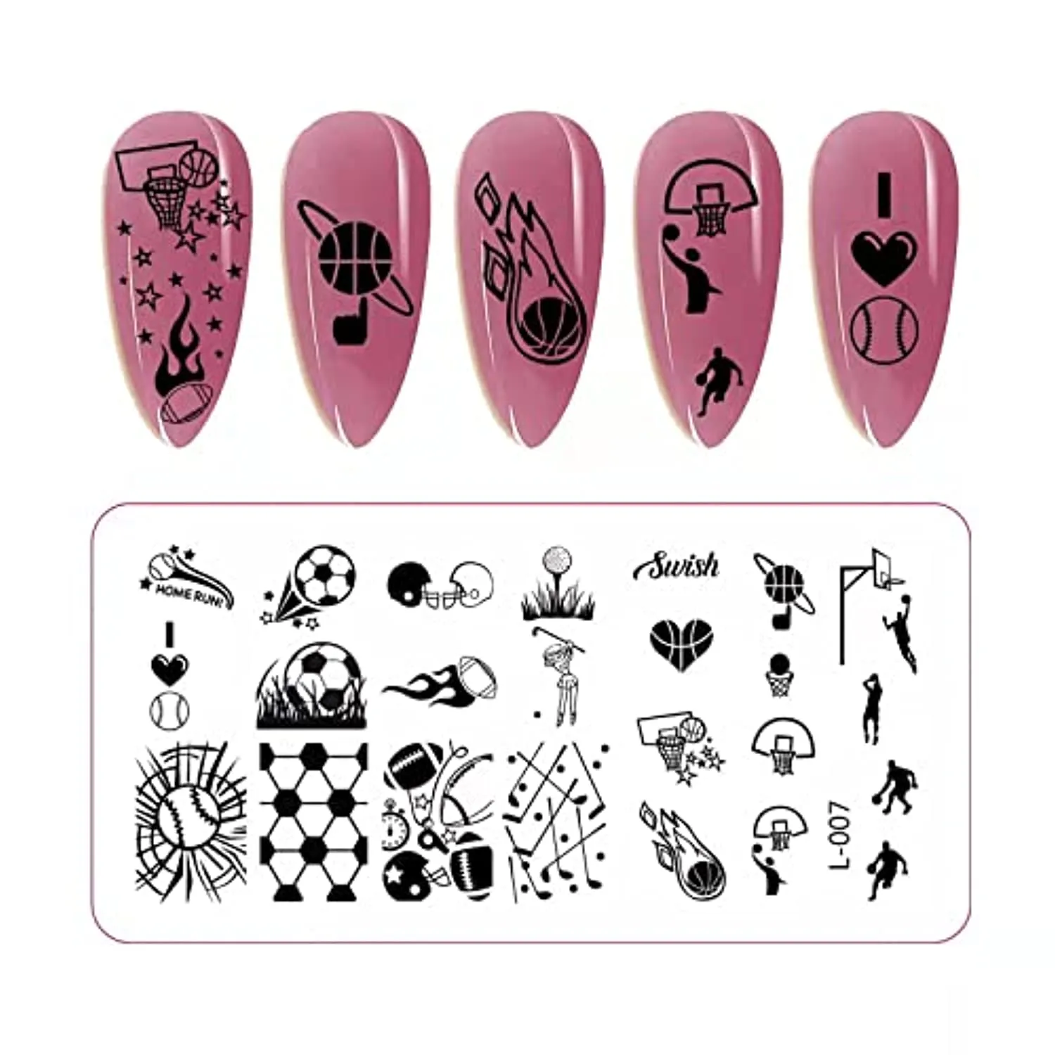 Nail Stamping Plate Kit,1 Nail Stamper, 8 nail art stamp plates, 2 scrapers, nail art stamp kit template for DIY design of your nails