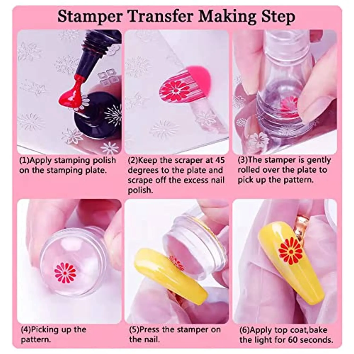 Nail Stamping Plate Kit,1 Nail Stamper, 8 nail art stamp plates, 2 scrapers, nail art stamp kit template for DIY design of your nails