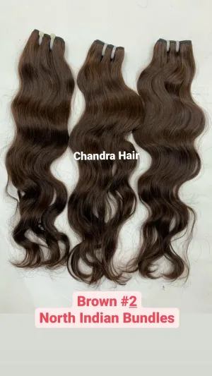 Natural Wavy North Indian Raw Hair Dark Brown Color