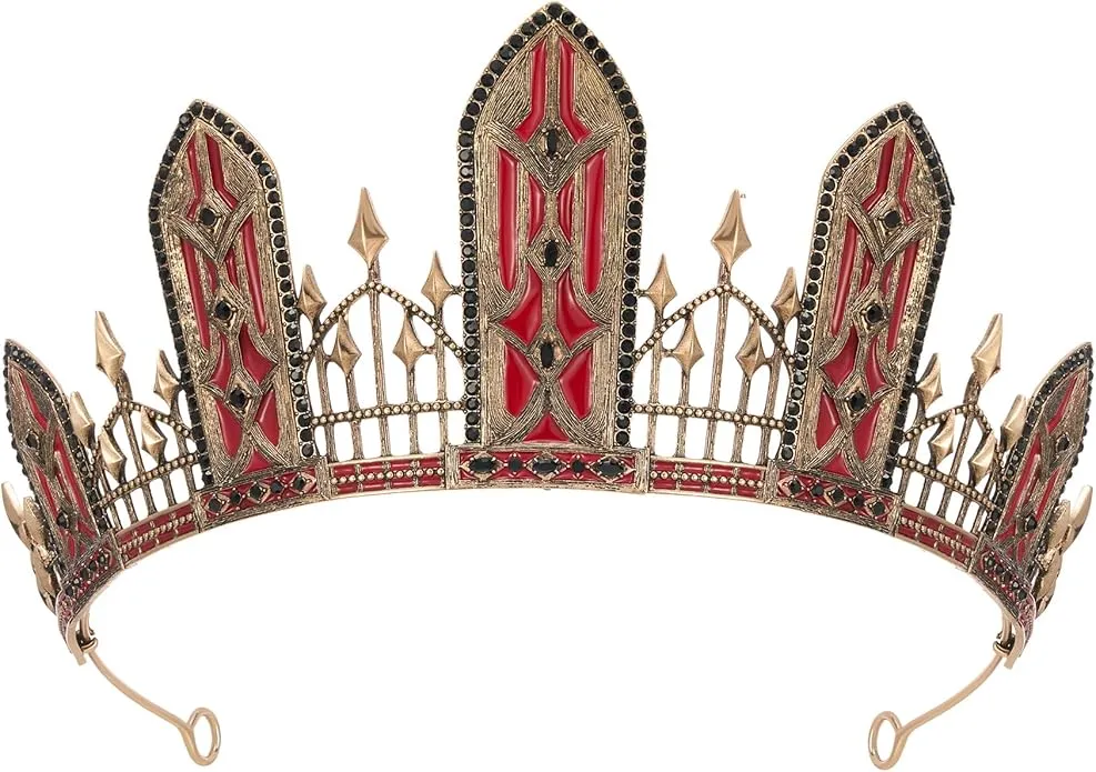 New Gravestone of Mystery SWEETV Halloween Costume Crowns and Tiaras for Women Gothic Black Witch Evil Queen Crown Hair Accessories