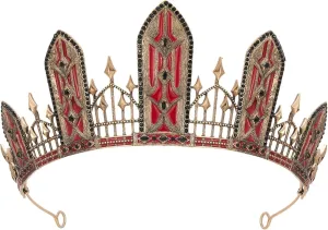New Gravestone of Mystery SWEETV Halloween Costume Crowns and Tiaras for Women Gothic Black Witch Evil Queen Crown Hair Accessories