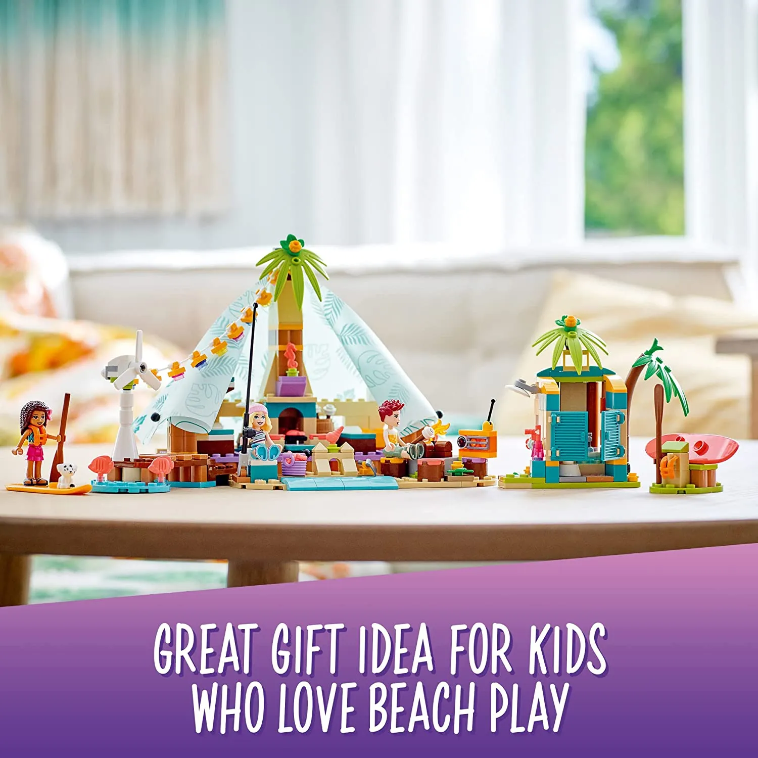 New LEGO Friends Beach Glamping 41700 Building Kit; Creative Gift for Kids Aged 6 and up Who Love Nature Toys and Popular Glamping Trips (380 Pieces)