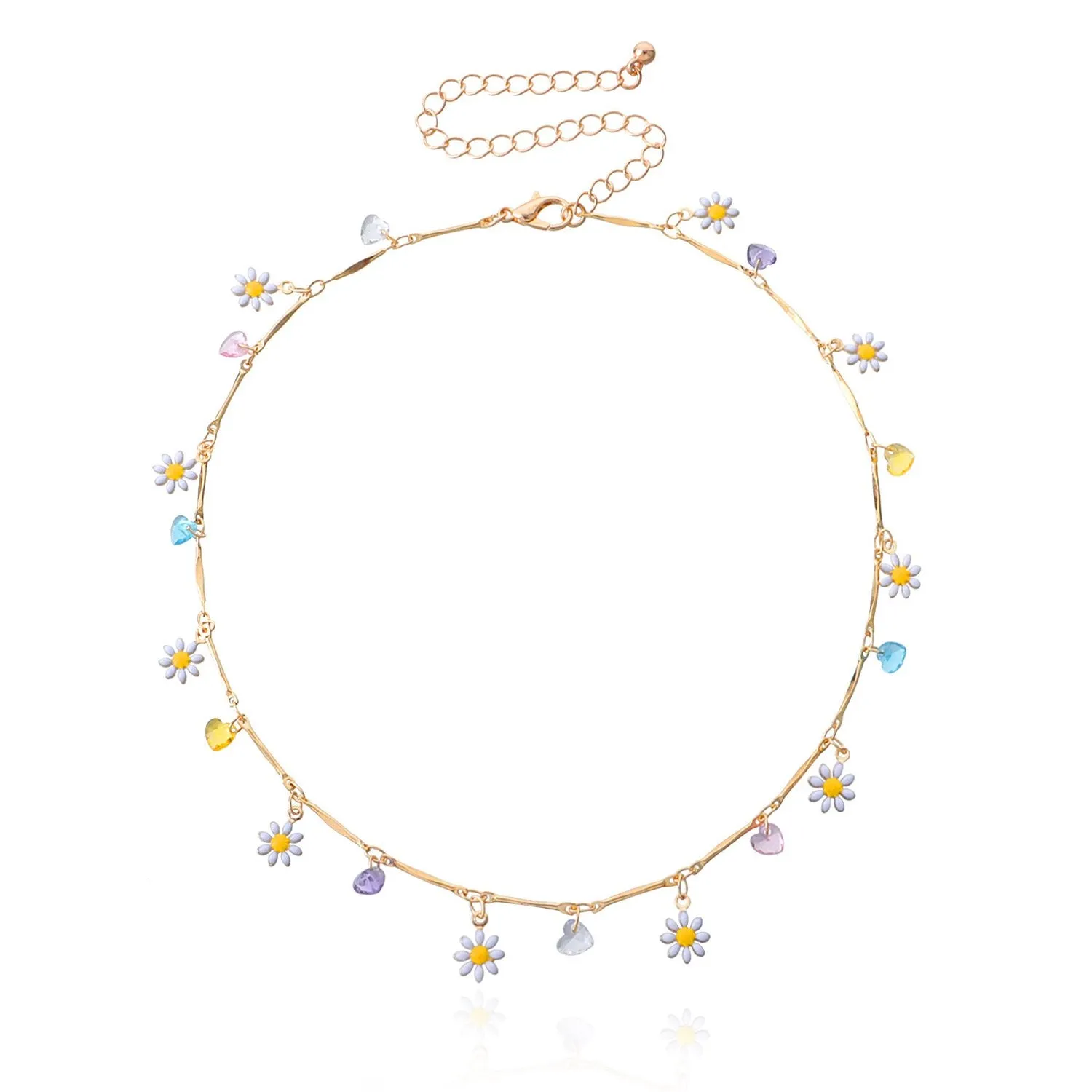 New Lovely Daisy Flowers Colorful Beaded  Necklace