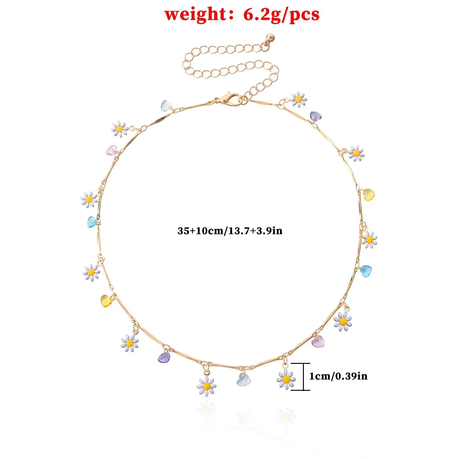 New Lovely Daisy Flowers Colorful Beaded  Necklace
