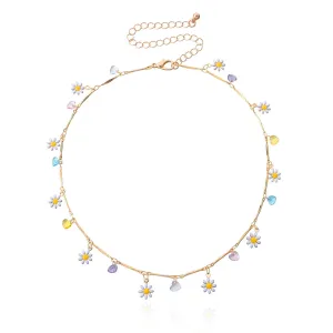 New Lovely Daisy Flowers Colorful Beaded  Necklace