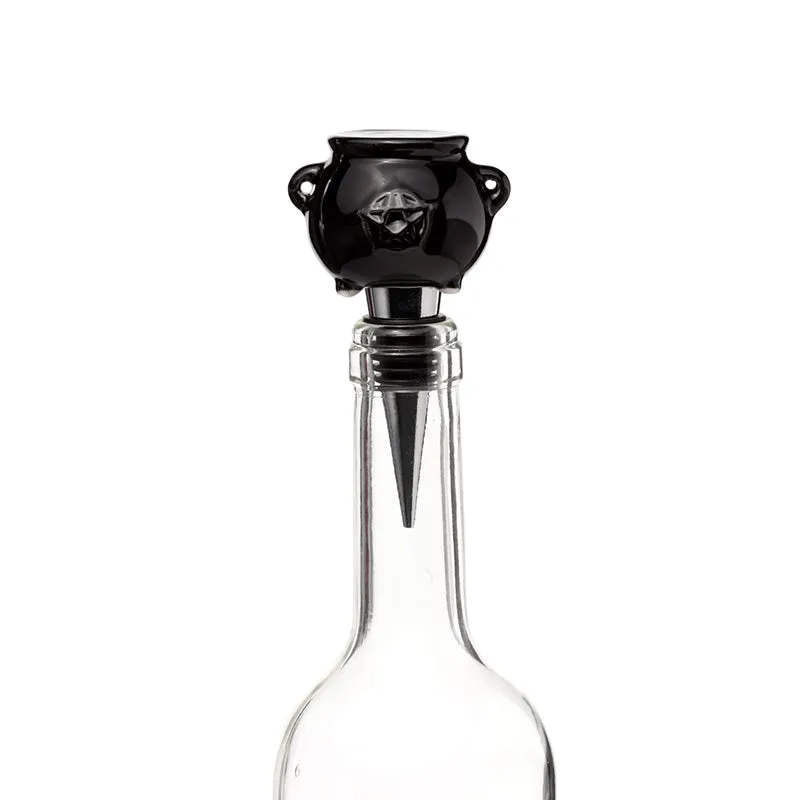 Novelty Ceramic Bottle Stopper - Cauldron