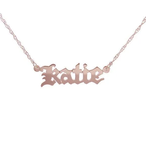 Old English Metal Nameplate Necklace