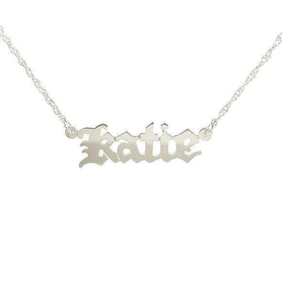 Old English Metal Nameplate Necklace