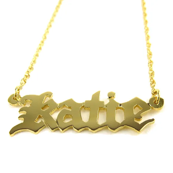 Old English Metal Nameplate Necklace